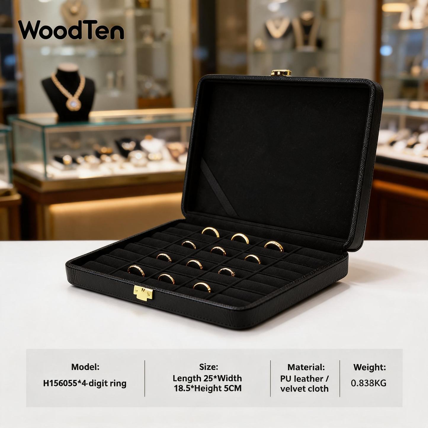 Jewelry Storage Box, Velvet Organizer Display Case for Rings and Necklaces