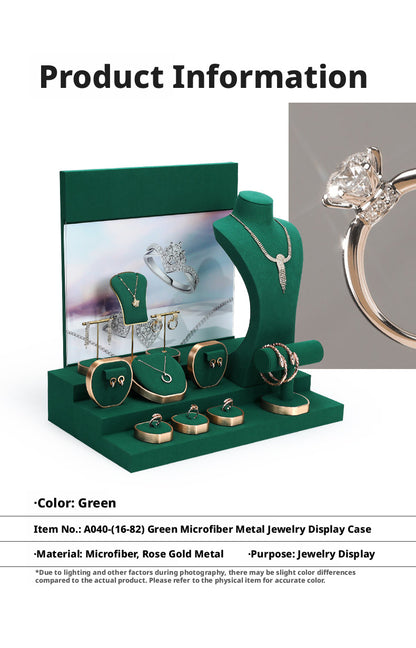 Metal & Suede Jewelry Display Stand Set for Retail Store Countertop