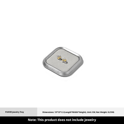 Silver Metal Jewelry Tray with Black Velvet for Ring and Necklace Display