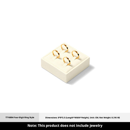 Suede Jewelry Display Stand Set, Tiered Modular Showcase Tray, White Microfiber Props