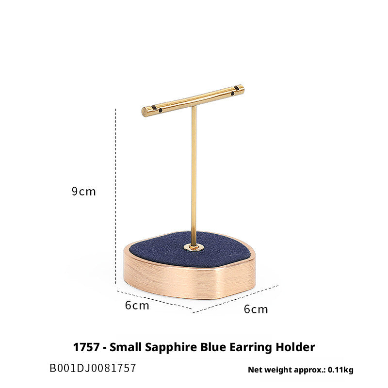 Luxury Suede Jewelry Display Set with Gold Metal Frame for Showcase