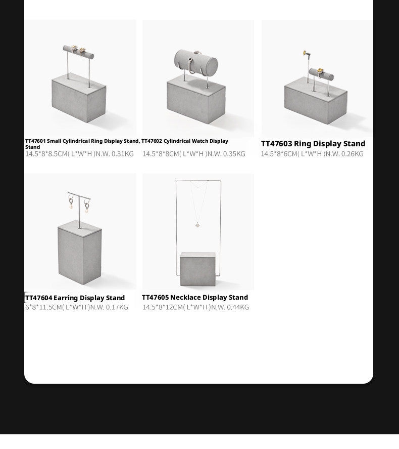 Gray Suede Jewelry Display Stand Set with Metal Arms for Vendors