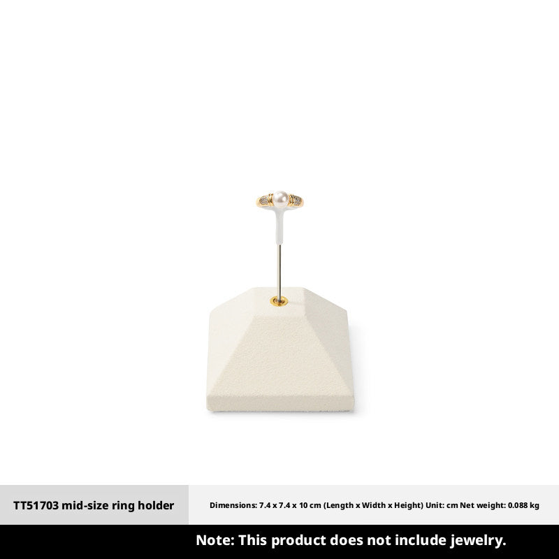 Beige Suede Jewelry Display Set with Pyramid Risers for Vendors