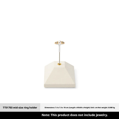 Beige Suede Jewelry Display Set with Pyramid Risers for Vendors