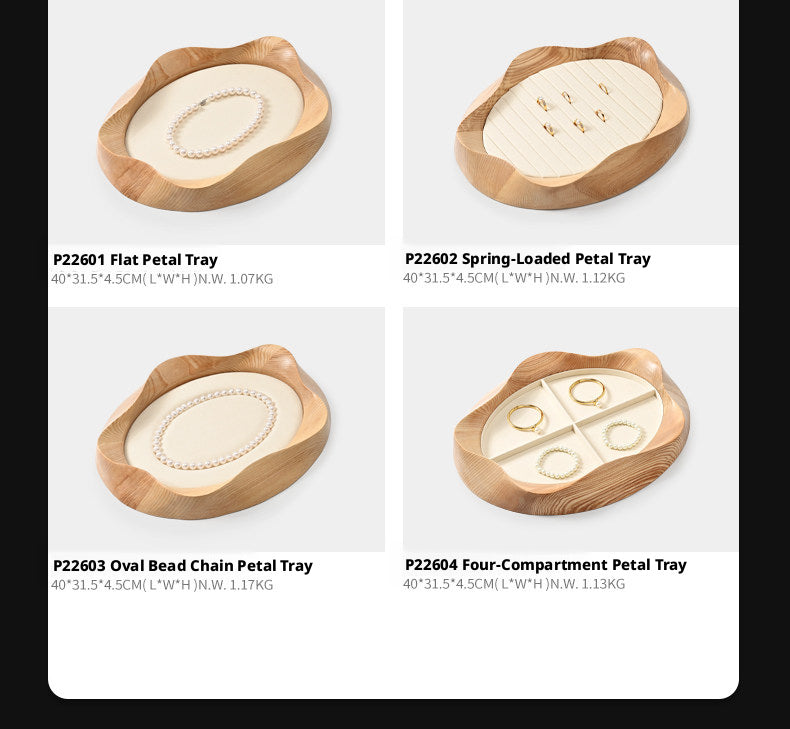 Wooden Jewelry Tray with Suede Lining for Necklace and Ring Display