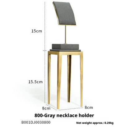 Charcoal Velvet Jewelry Display Set with Gold Metal Backdrop