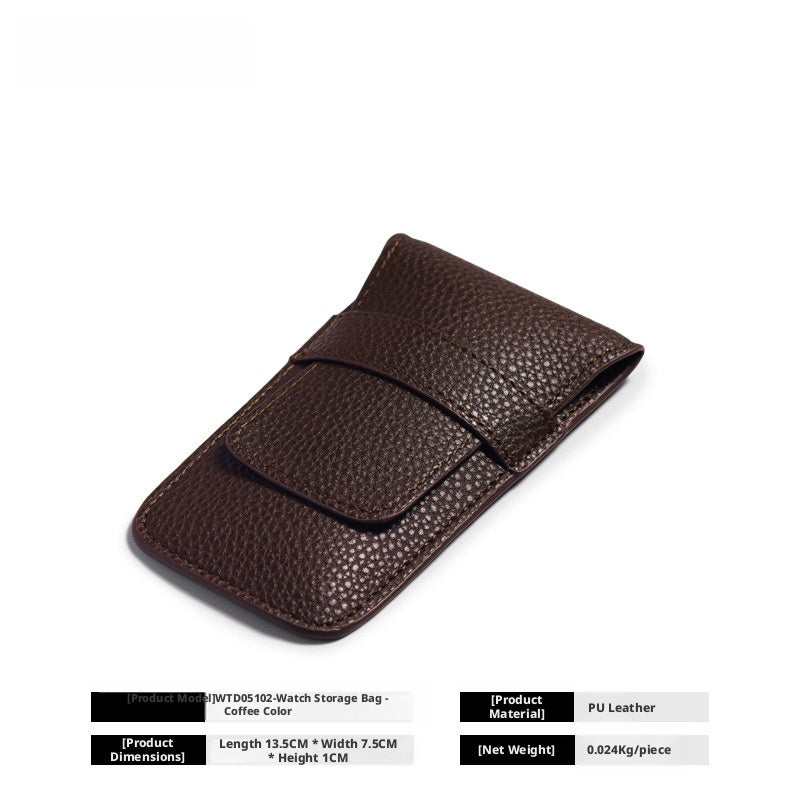Slim Leather Watch Pouch, Travel Wristwatch Storage Holder, Business Accessory