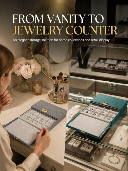 Handmade Double Door Jewelry Box, Large Capacity Organizer for Rings Necklaces, Gift