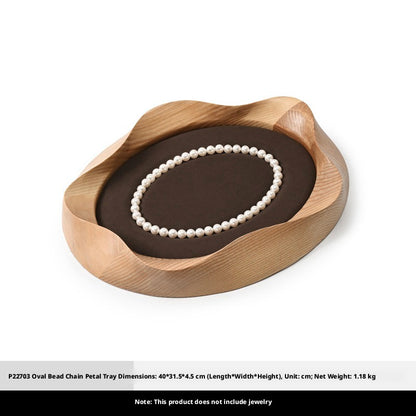 Wooden Jewelry Tray with Suede Lining for Necklace and Ring Display