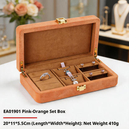Jewelry Organizer Case, Velvet Gift Box for Rings Necklaces, Present for Her