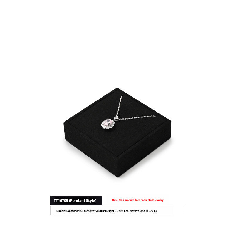 5pcs Black Suede Jewelry Display Stand Set, Modular Necklace Ring Organizer Trays