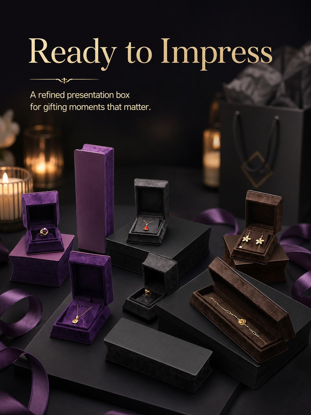 5PCS Velvet Jewelry Box, Suede Gift Packaging Case for Rings Earrings Necklaces