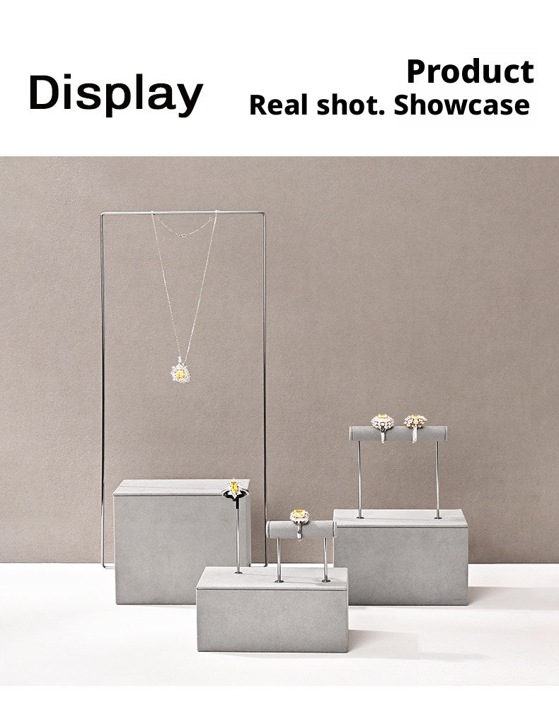 Gray Suede Jewelry Display Stand Set with Metal Arms for Vendors