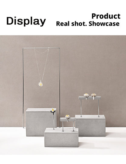 Gray Suede Jewelry Display Stand Set with Metal Arms for Vendors