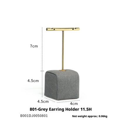 Charcoal Velvet Jewelry Display Set with Gold Metal Backdrop
