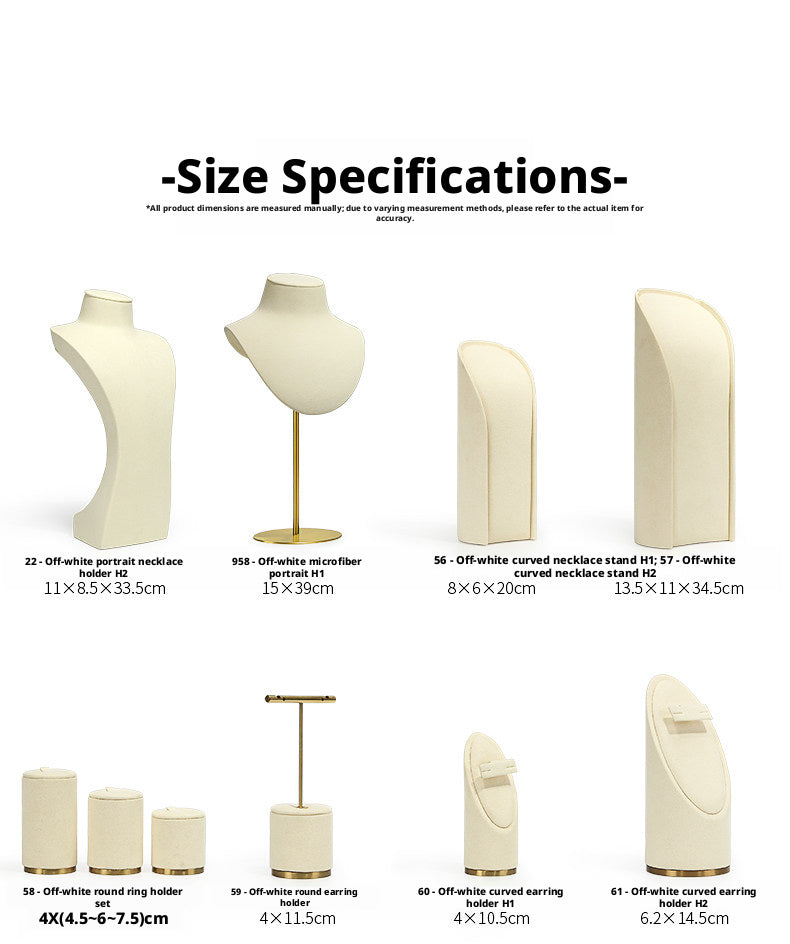 Beige Velvet Necklace Bust and Countertop Display Stands