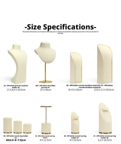 Beige Velvet Necklace Bust and Countertop Display Stands