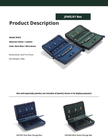 Leather Zipper Jewelry Storage Box, Soft Travel Case for Rings Necklaces, Gift for Her