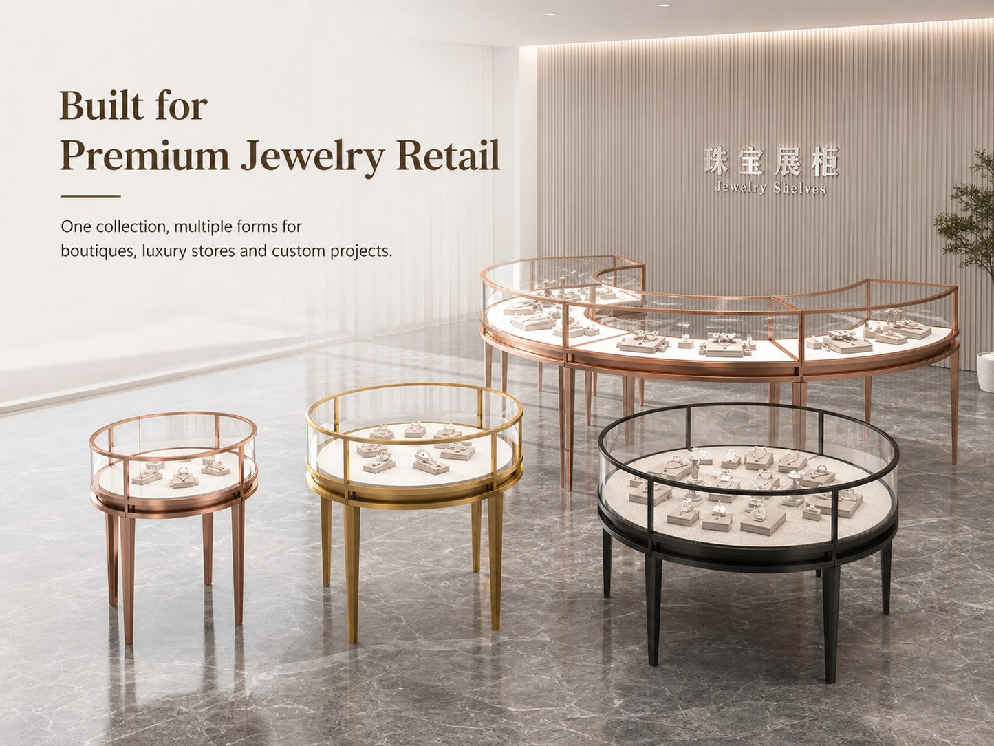 Stainless Steel Electroplated Jewelry Display Stand - Countertop Showcase Rack for Retail Stores Jewelry cabinet