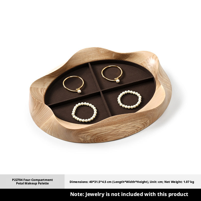 Wooden Jewelry Tray with Suede Lining for Necklace and Ring Display