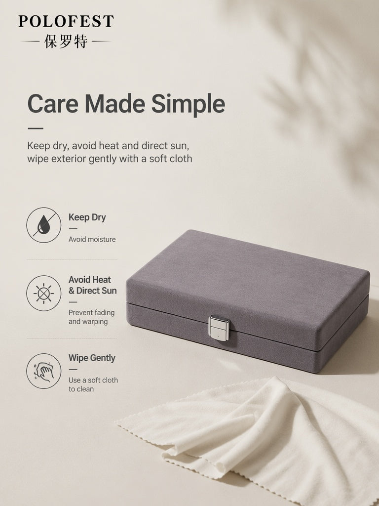 Suede Gemstone Ring Display Box with Lock, Loose Stone Organizer Case
