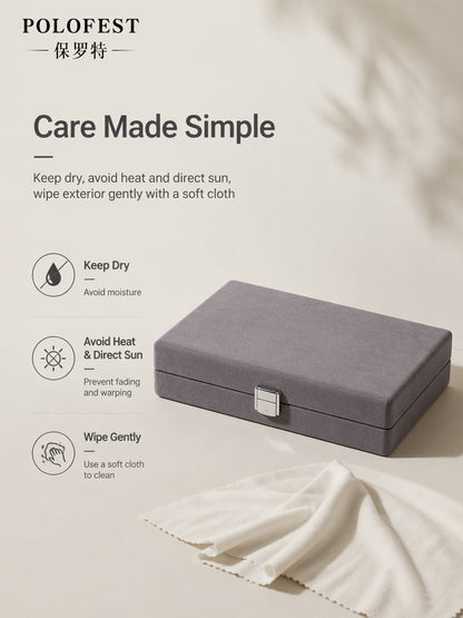 Suede Gemstone Ring Display Box with Lock, Loose Stone Organizer Case
