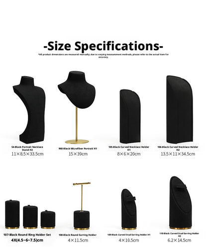Luxury Black Suede Necklace Bust and Display Stand Set