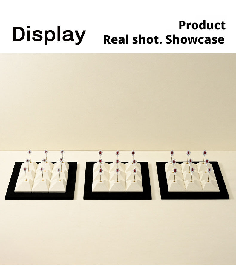 Beige Suede Jewelry Display Set with Pyramid Risers for Vendors