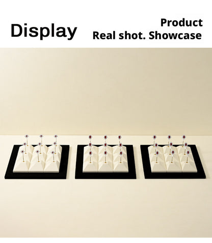 Beige Suede Jewelry Display Set with Pyramid Risers for Vendors