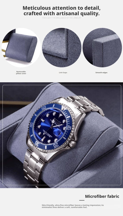 Metal Watch Organizer Box - Large Stainless Steel Case with Drawer