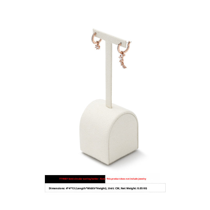 5PCS White Suede Jewelry Display Set, Necklace Bust, Earring T-Stand, Ring Organizer