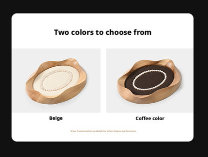 Wooden Jewelry Tray with Suede Lining for Necklace and Ring Display