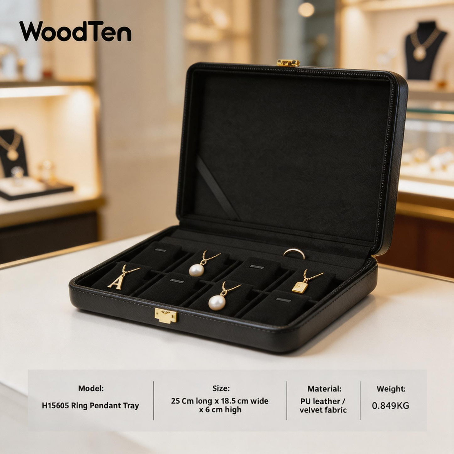 Jewelry Storage Box, Velvet Organizer Display Case for Rings and Necklaces
