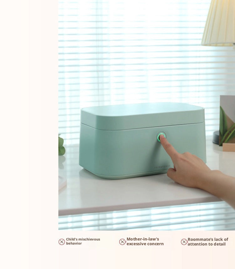 Fingerprint Lock Pink Jewelry Box, Biometric Safe Organizer Case, Smart Storage, Gift for Her