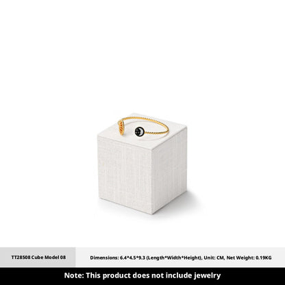 White Linen Jewelry Display Set with Multi-Level Risers for Vendors
