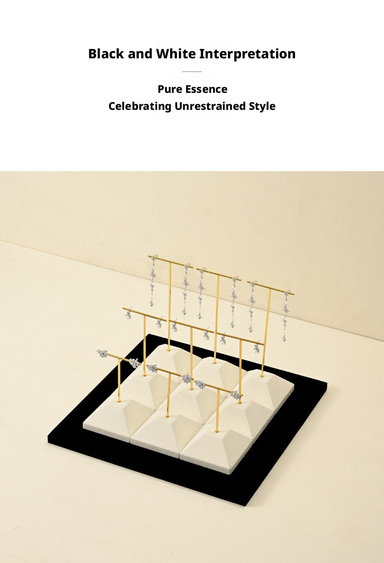 Beige Suede Jewelry Display Set with Pyramid Risers for Vendors