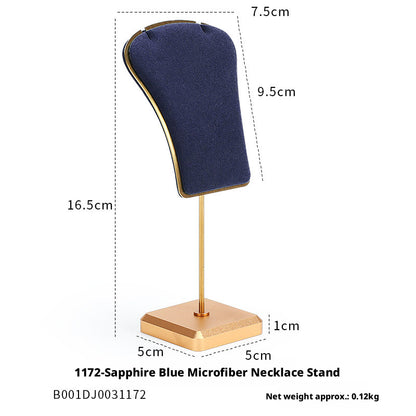 Luxury Suede Jewelry Display Set with Gold Metal Frame for Showcase