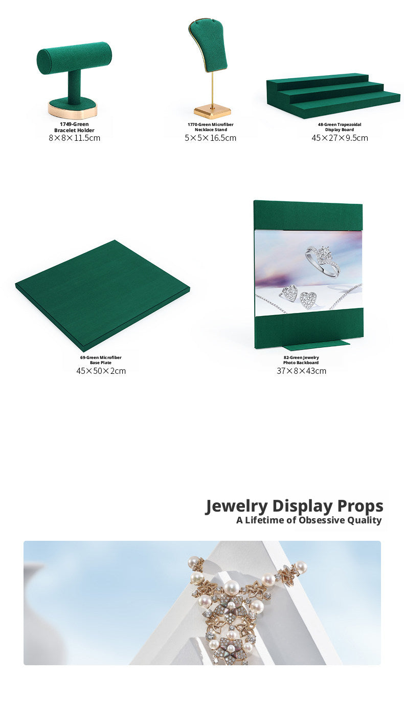 Metal & Suede Jewelry Display Stand Set for Retail Store Countertop