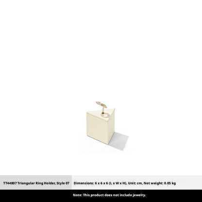 Beige Suede Ring Display Stand with Multi-Level Steps for Vendors