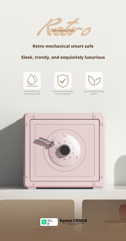 Retro Modern Jewelry Safe, A10-Grade Steel Security Box, Mechanical Dial Lock