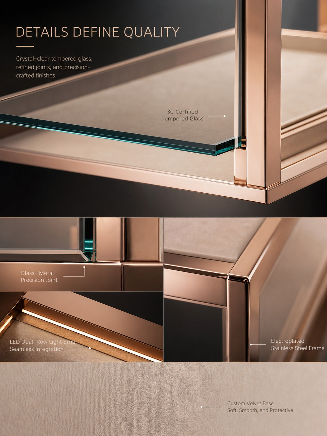 Minimalist Countertop Jewelry Display - Stainless Steel Showcase Stand for Boutiques Jewelry cabinet