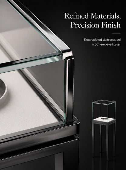 Stainless steel Luxury Jewelry Display Cabinet, Tempered Glass, Dual-Row LED, Gold Finish