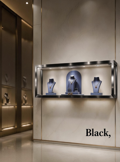 Luxury Wall Mounted Jewelry Display Cabinet, Stainless Steel Frame, Tempered Glass Showcase, Lockable Organizer
