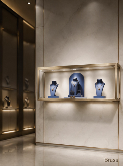 Luxury Wall Mounted Jewelry Display Cabinet, Stainless Steel Frame, Tempered Glass Showcase, Lockable Organizer