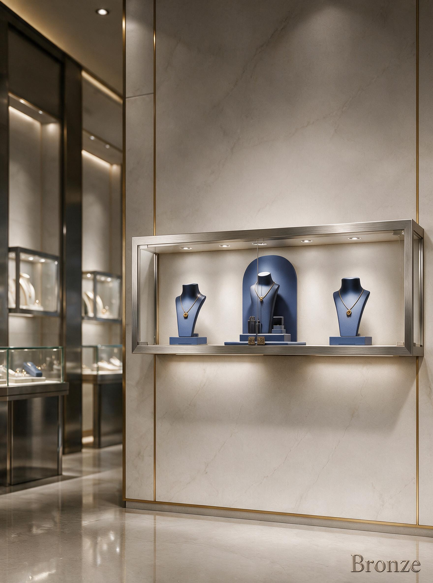 Luxury Wall Mounted Jewelry Display Cabinet, Stainless Steel Frame, Tempered Glass Showcase, Lockable Organizer