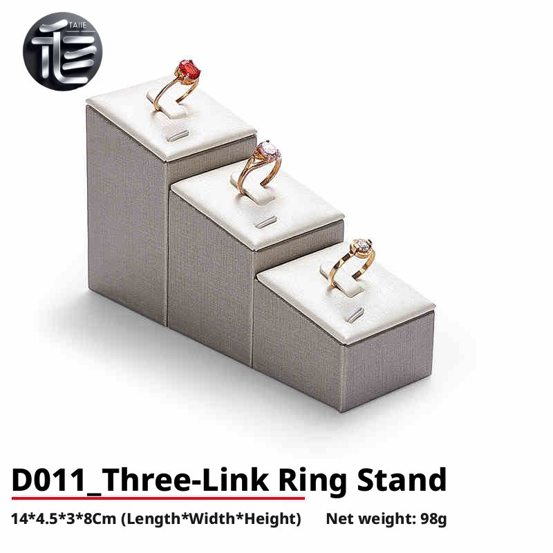 Gray Faux Leather Jewelry Display Set with Ring Stands for Vendors