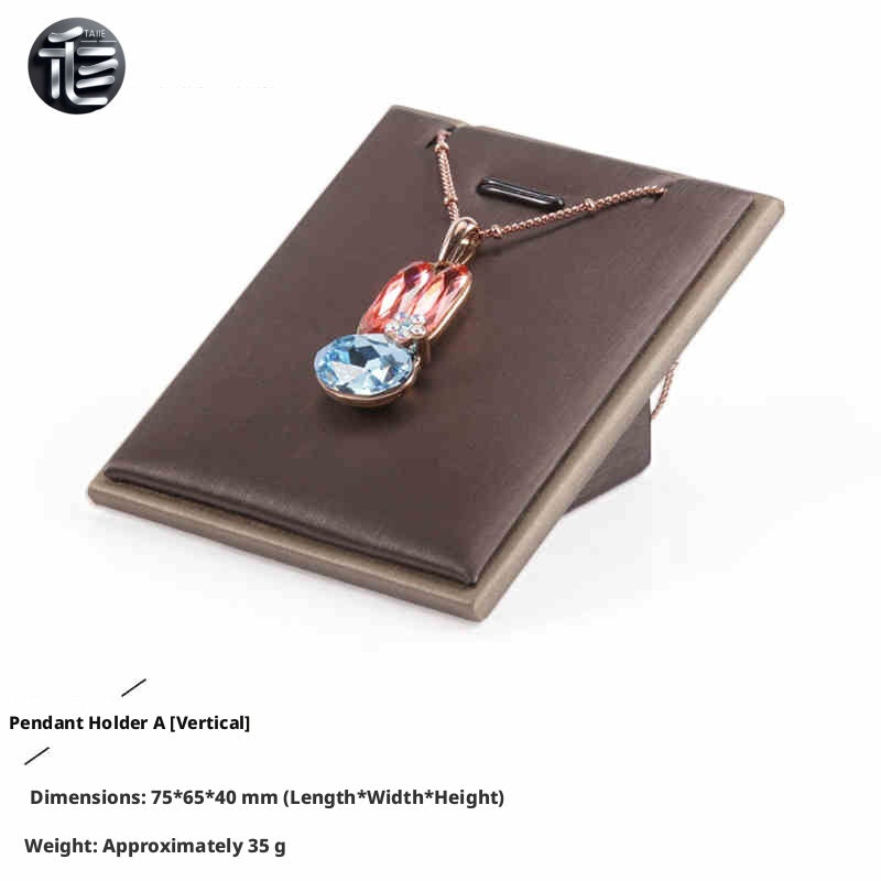 Brown Faux Leather Jewelry Display Set with Necklace Stand for Vendors
