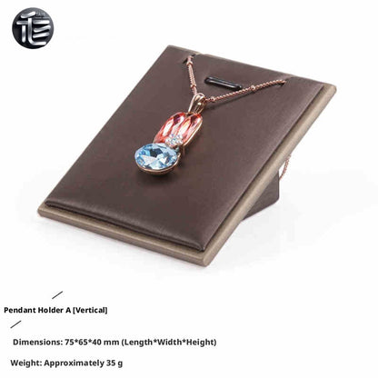 Brown Faux Leather Jewelry Display Set with Necklace Stand for Vendors