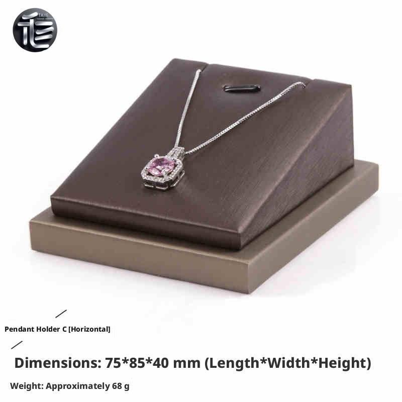 Brown Faux Leather Jewelry Display Set with Necklace Stand for Vendors
