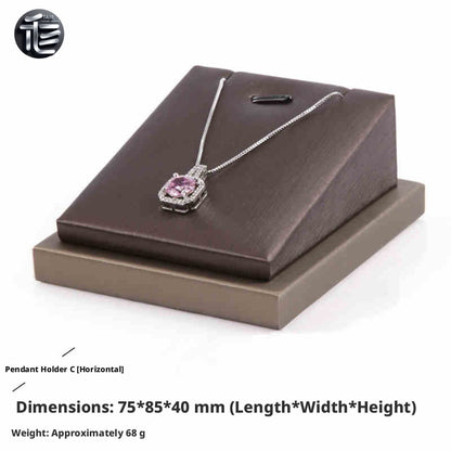 Brown Faux Leather Jewelry Display Set with Necklace Stand for Vendors